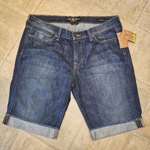 Lucky Brand Blue Jeans Sweet NLow Bermuda Raw Hem Shorts Plus Size 16 / 33 Denim